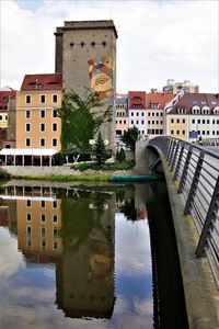 Reflection of buildings in lake