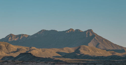 Scenic view of desert against clear sky