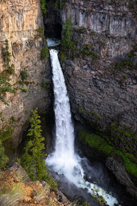 High angle view of spahats waterfall - wells gray provinvial park