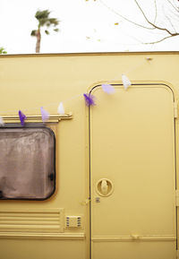 Yellow camper van door outdoors