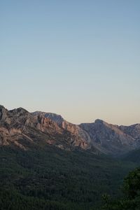 Scenic view of mountains against clear sky