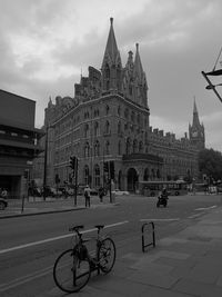 Bicycles parked outside building