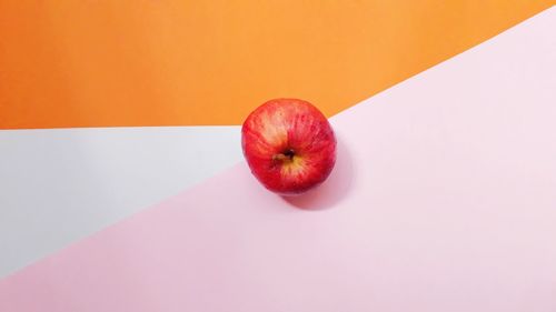 High angle view of apple on table