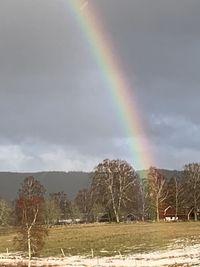 Scenic view of rainbow against sky