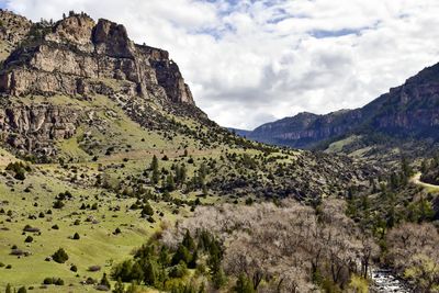 Scenic view of rocky mountains against sky