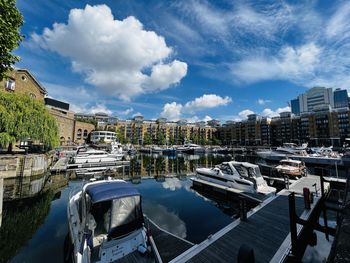 Boats moored in harbor