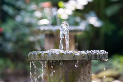 Close-up of water splashing on fountain