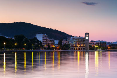 Church at the seafront of volos city as seen early in the morning.