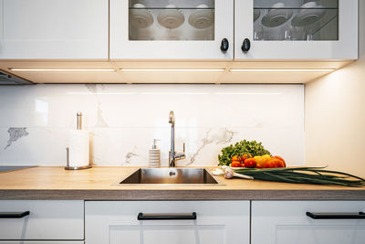 Utensils on table at home