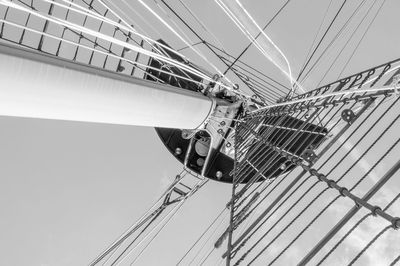 Low angle view of ship mast against sky