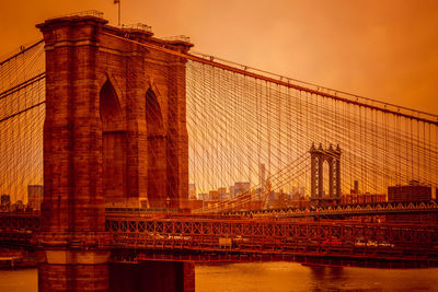 Suspension bridge at sunset