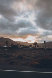 View of landscape against sky during sunset