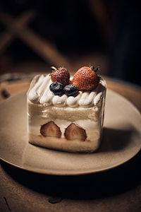 Close-up of dessert in plate on table