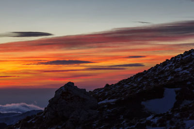 Scenic view of dramatic sky during sunset