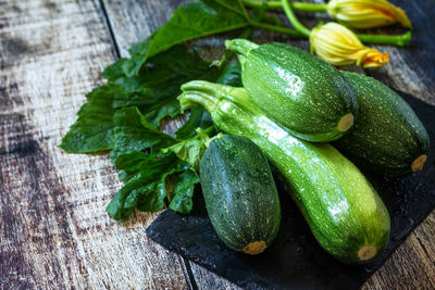 High angle view of vegetables on table