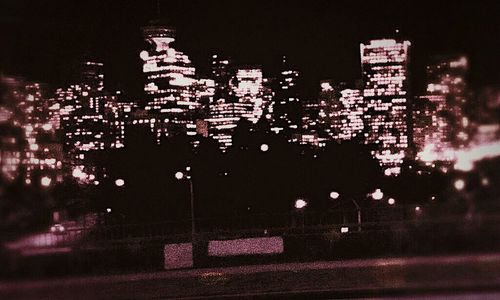 City lit up at night