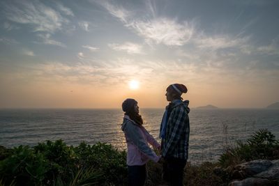 Scenic view of sea at sunset