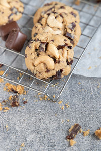 High angle view of cookies on table