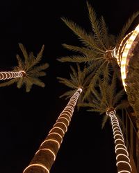 Low angle view of illuminated lights against clear sky at night