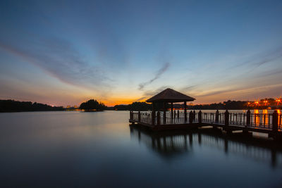 View of lake at sunset