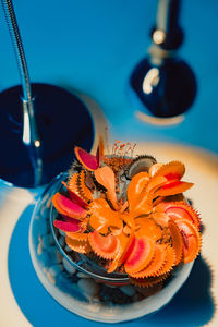 High angle view of carnivorous plant on table