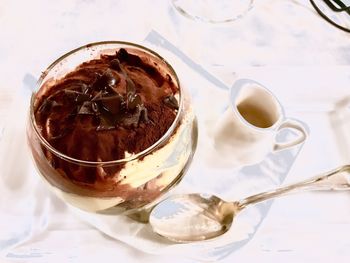 High angle view of coffee on table