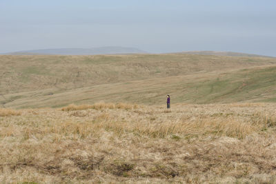 Young traveller lost in the wilderness of national park brecon beacon