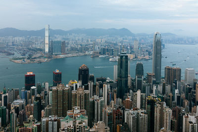 Aerial view of city at waterfront