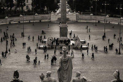 Statue of people in water