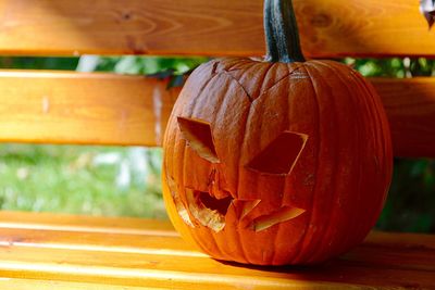 Close-up of pumpkin on table