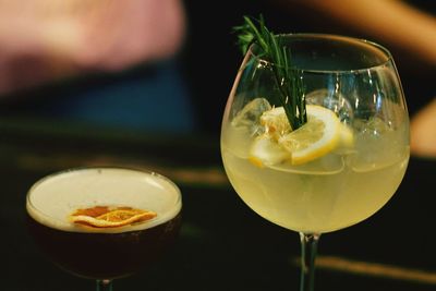 Close-up of drink in glasses