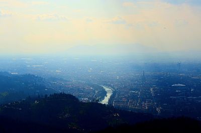 High angle view of cityscape against sky