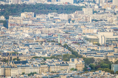 High angle view of buildings in city