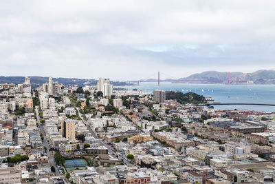 High angle view of buildings in city