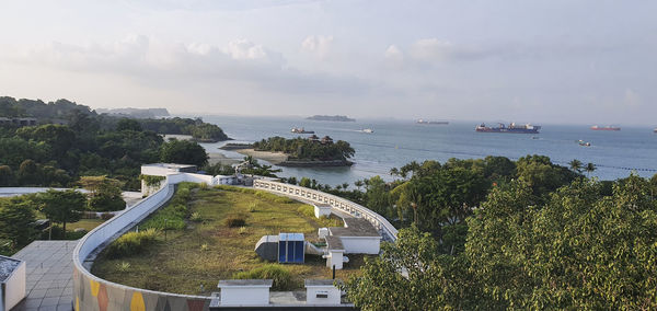 High angle view of sea against sky