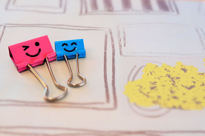Close up of creative paper clips