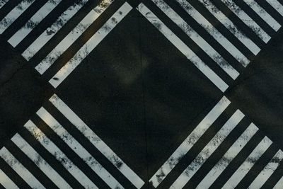 High angle view of zebra crossing on road