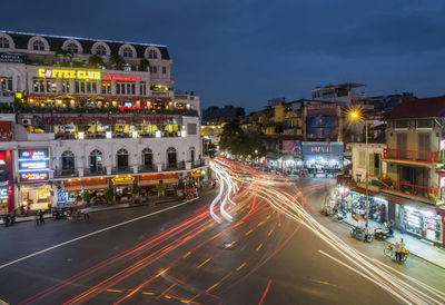 Busy street in the old town of hanoi