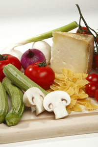 Close-up of fruits and vegetables on table