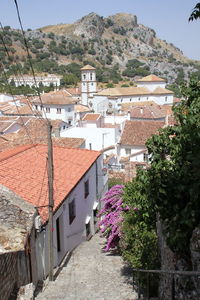 High angle view of townscape against sky