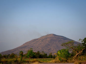 Scenic view of mountains against clear sky