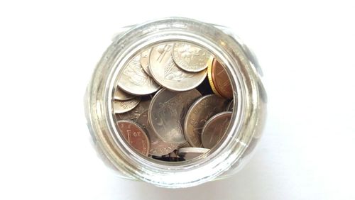 Close-up view of coins