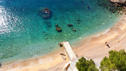 High angle view of people on beach