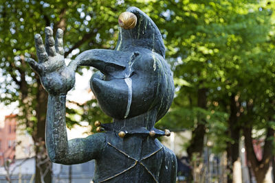 Close-up of angel statue in park