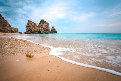 Scenic view of beach against sky