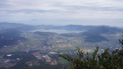 Aerial view of mountains against sky