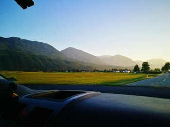 Scenic view of mountains against clear sky