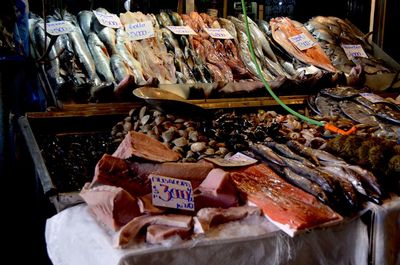 Fish for sale at market stall