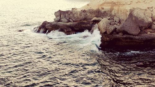 Water flowing through rocks