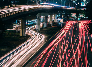 Light trails on highway at night